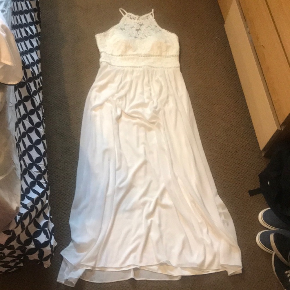 Gorgeous High Neck White Maxi Dress